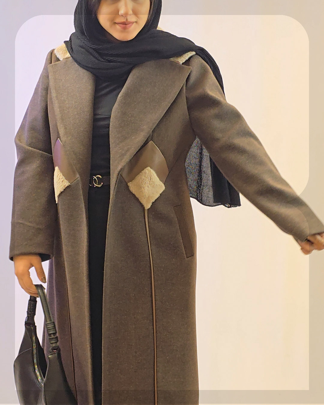 پالتو بلند شطرنجی زنانه