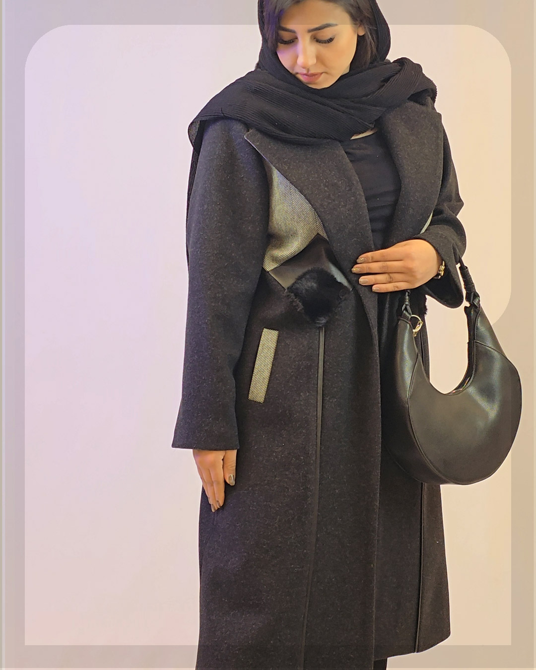 پالتو بلند شطرنجی زنانه