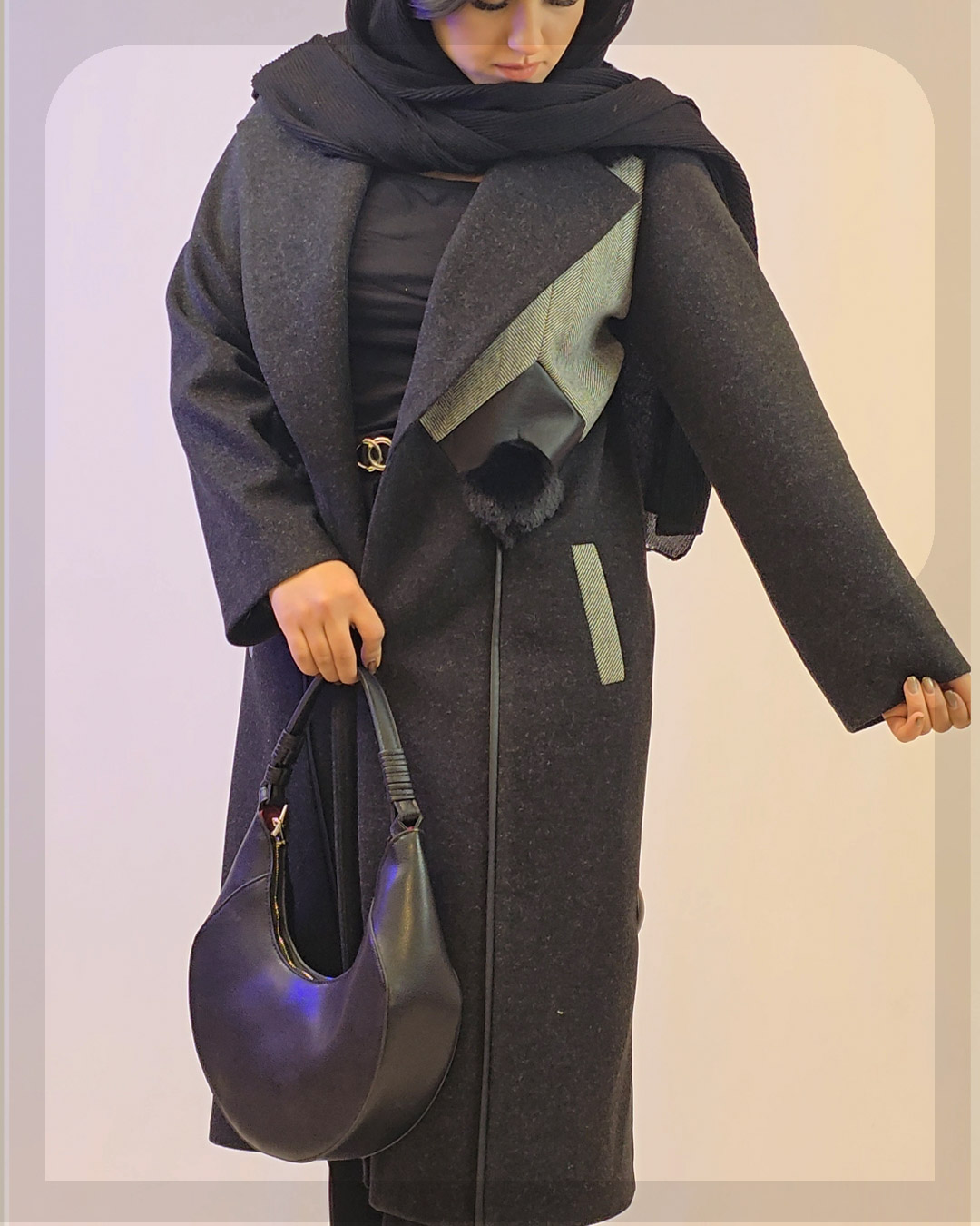 پالتو بلند شطرنجی زنانه