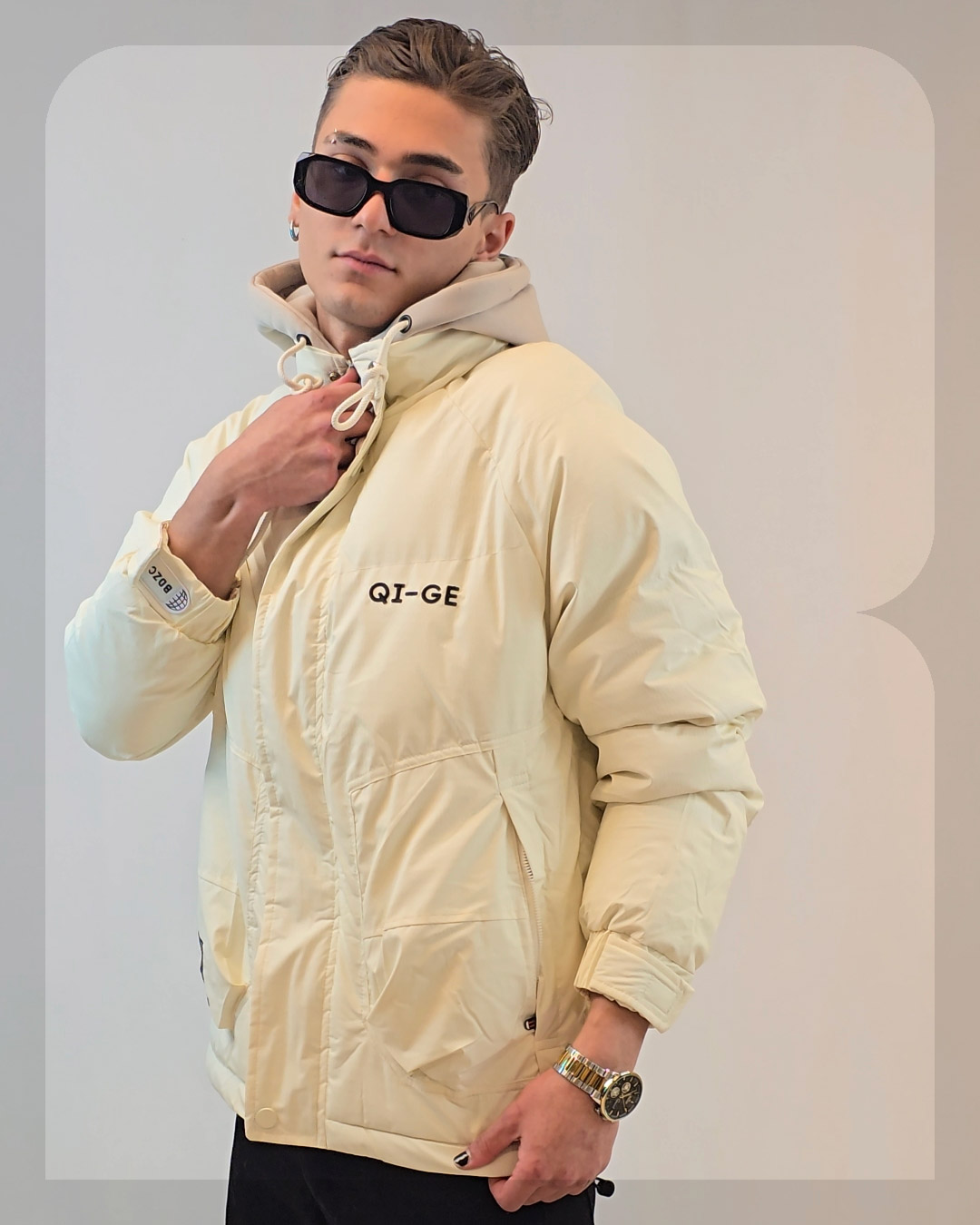 1013 کاپشن باکسی برند QIGE