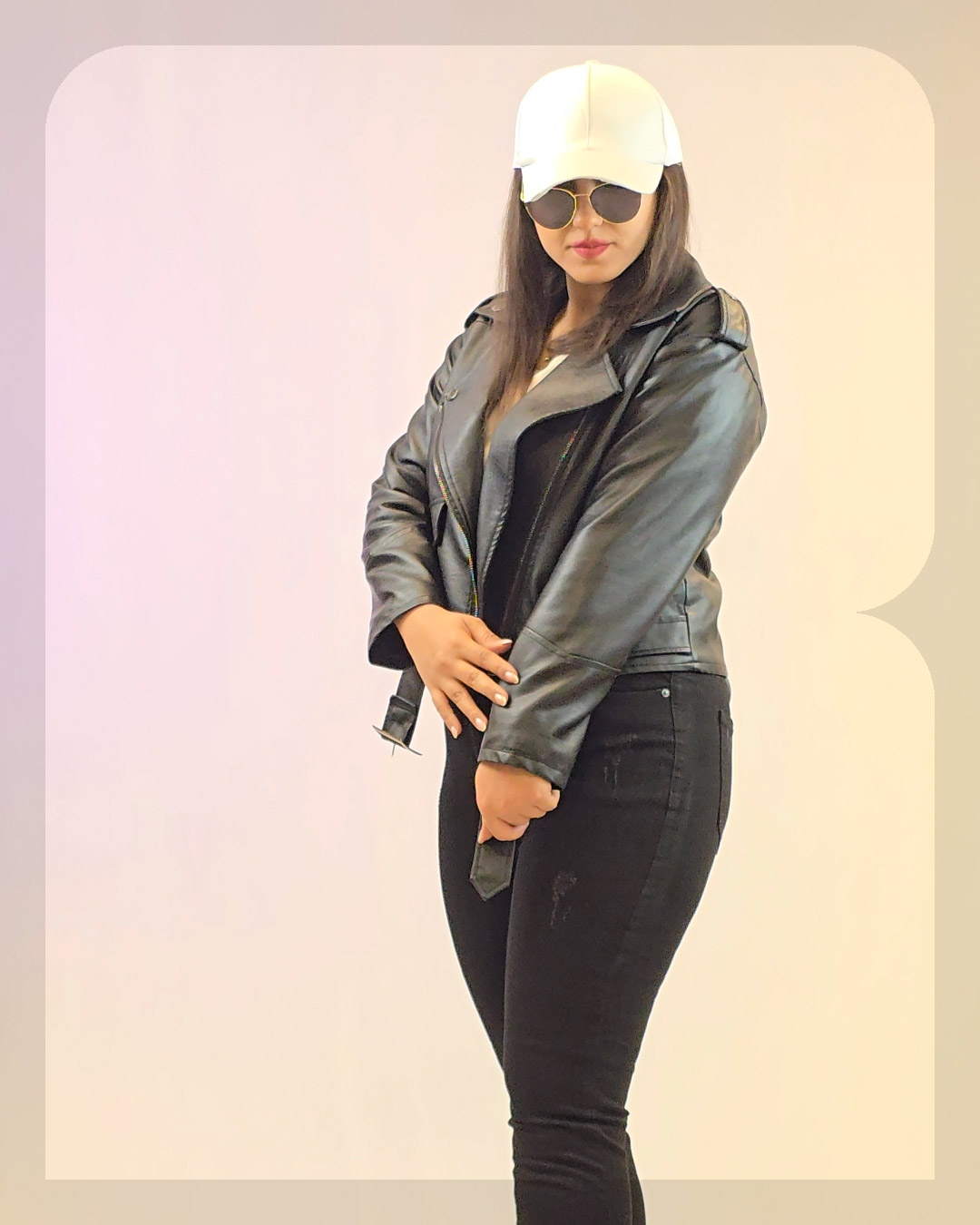 1015 کت چرم کتی زیپ کج