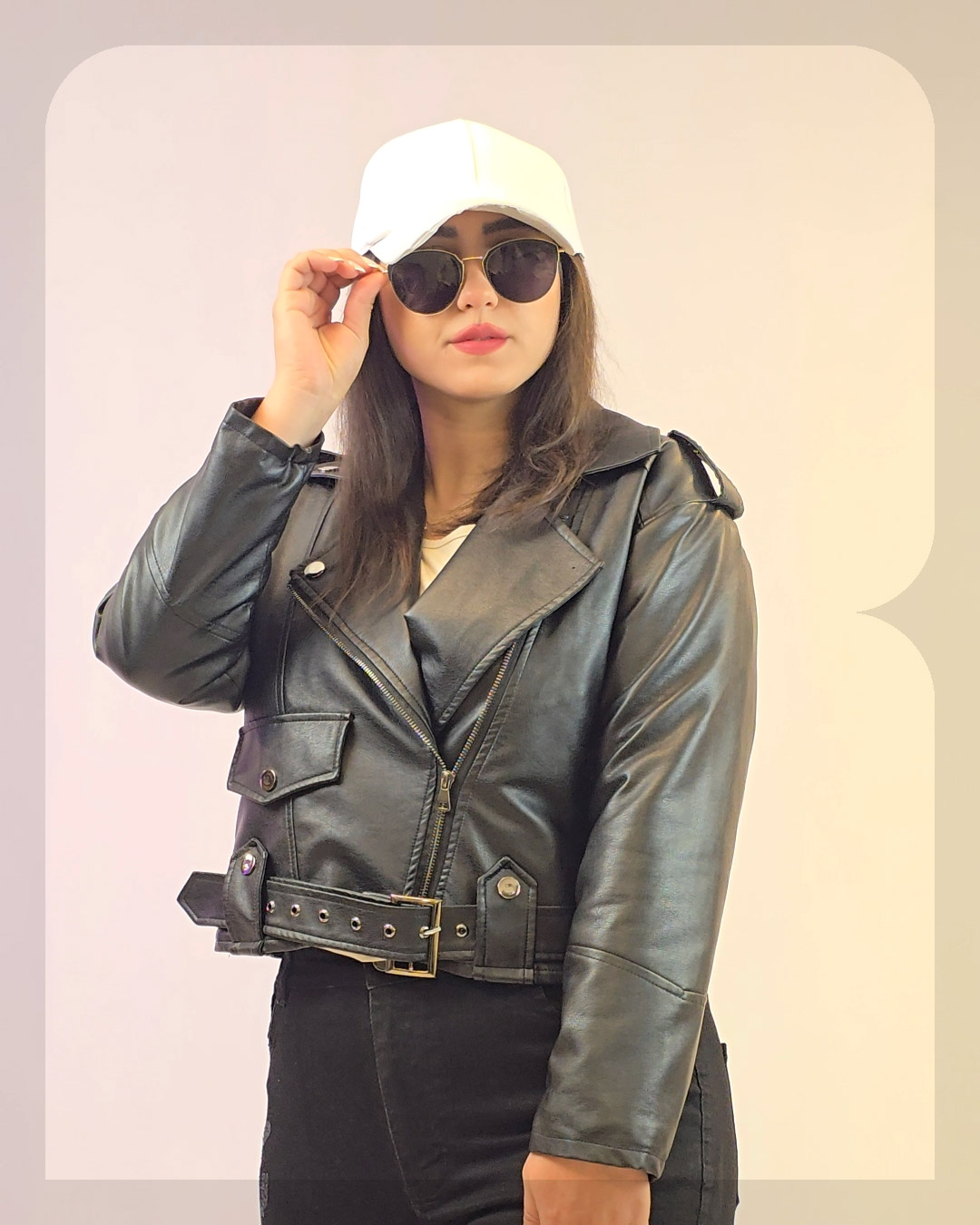 1015 کت چرم کتی زیپ کج