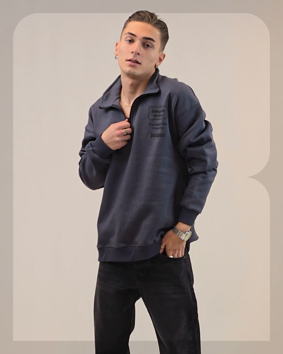 1002 دورس نیم زیپ مردانه